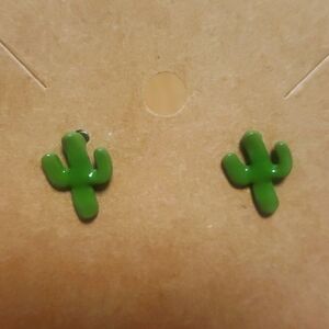 Enamel green cactus stud earrings